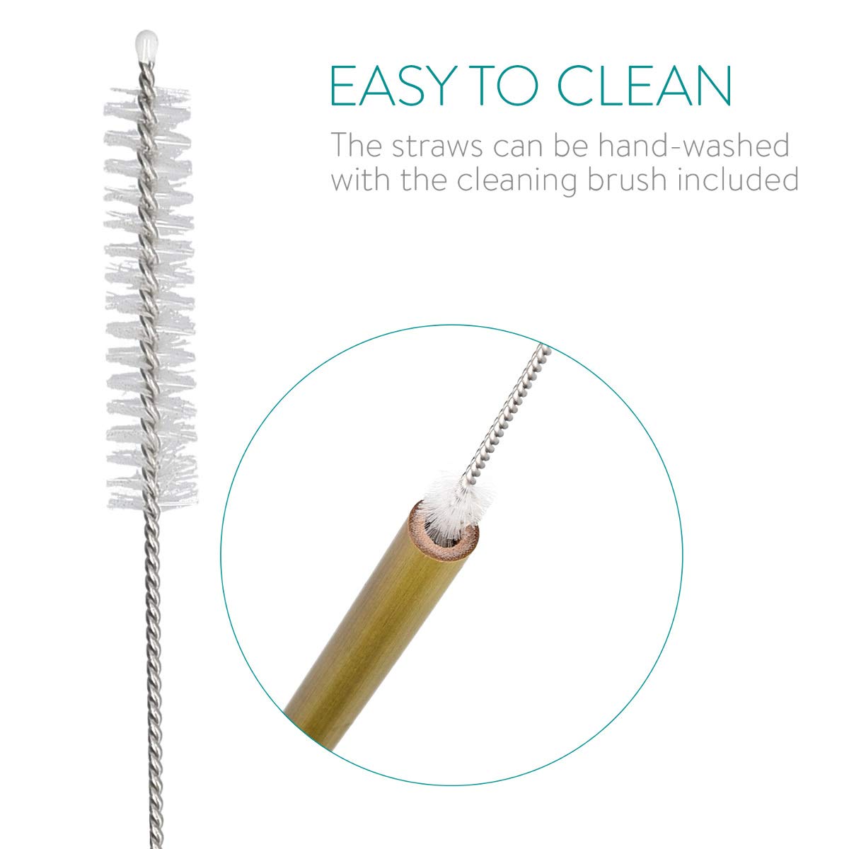 Navaris Reusable Drinking Straws Σετ με 14 Καλαμάκια από Μπαμπού με Βούρτσα Καθαρισμού και Θήκη από Λινό - 47601.14.195