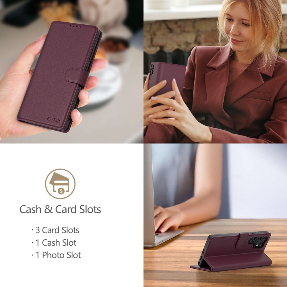 Tech - Protect Samsung Galaxy S25 Θήκη Πορτοφόλι Stand από Δερματίνη - Mulberry