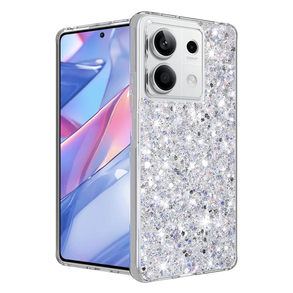 Techsuit Xiaomi Redmi Note 13 5G - Sparkly Glitter - Σκληρή Θήκη με Πλαίσιο Σιλικόνης - White
