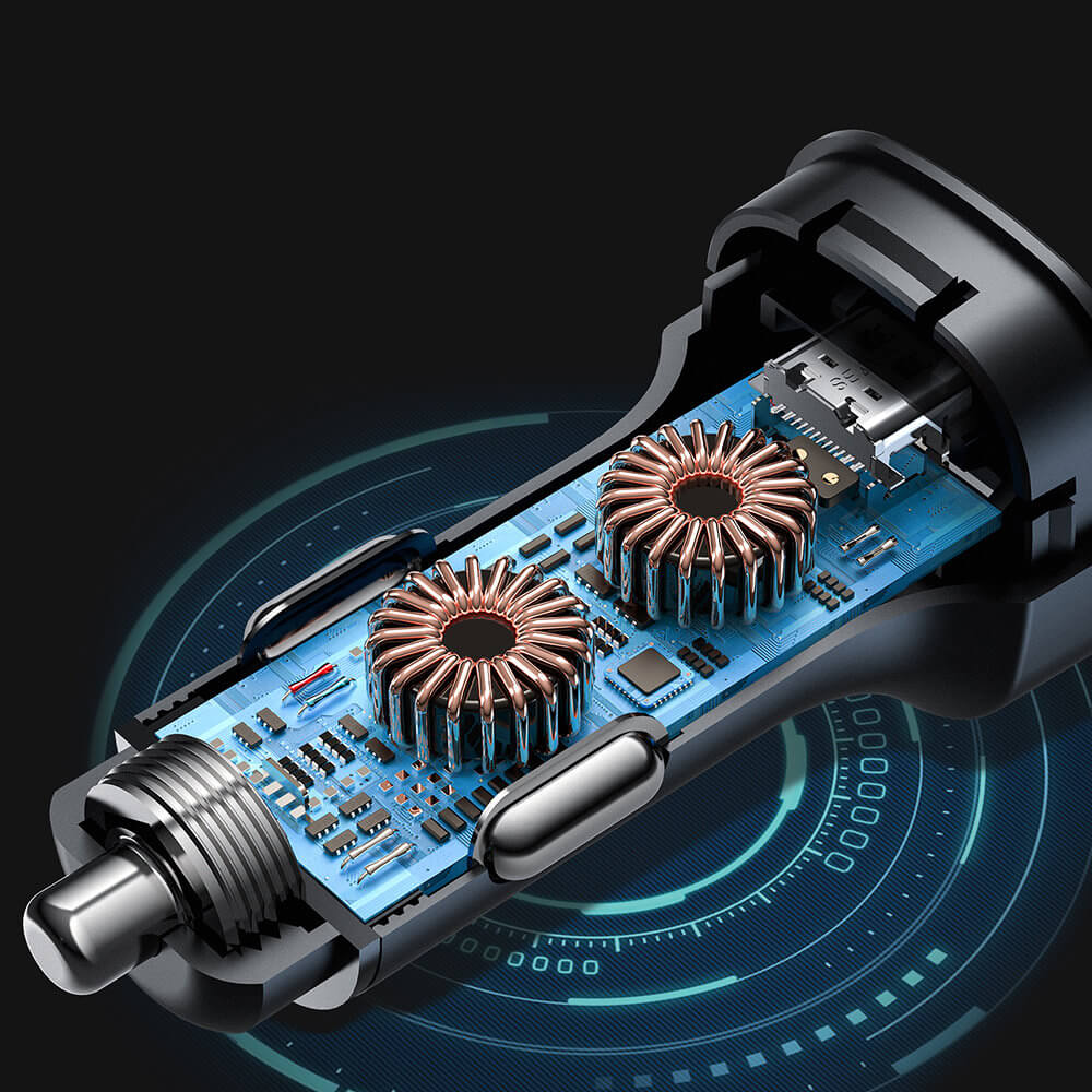 Acefast B2 Φορτιστής Αυτοκινήτου Γρήγορης Φόρτισης με 2 Θύρες Type-C 72W - Black