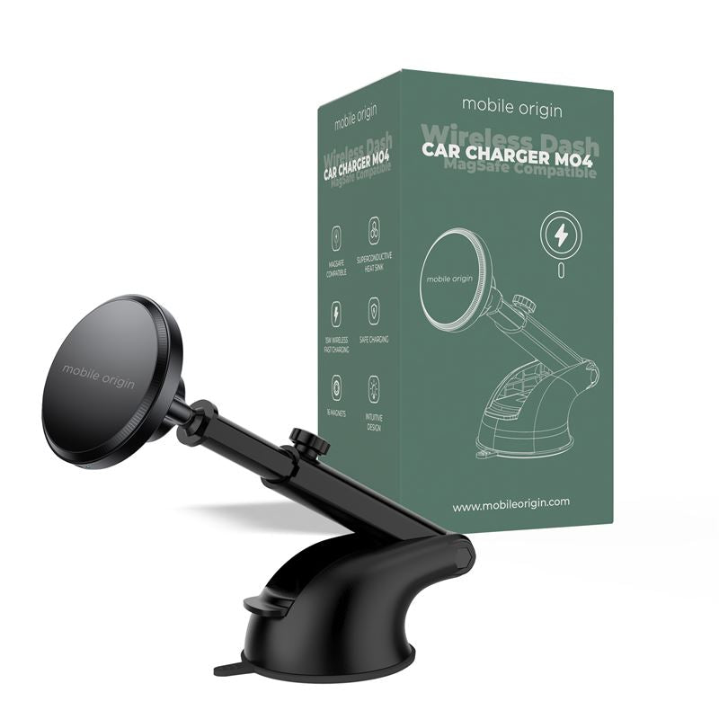 Mobile Origin MO4 Μαγνητική Βάση Αυτοκινήτου για το Ταμπλό με Ασύρματη Φόρτιση MagSafe 15W - Black