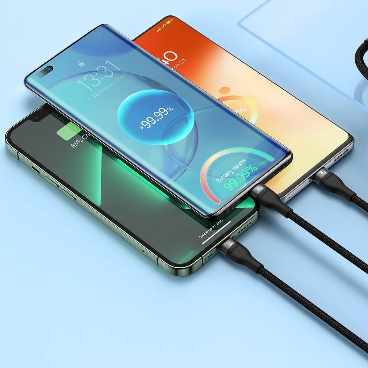 Baseus Flash Series ΙΙ Καλώδιο Γρήγορης Φόρτισης και Δεδομένων 100W 1.5m - Type C / Lightning / micro USB - Black - CASS030201