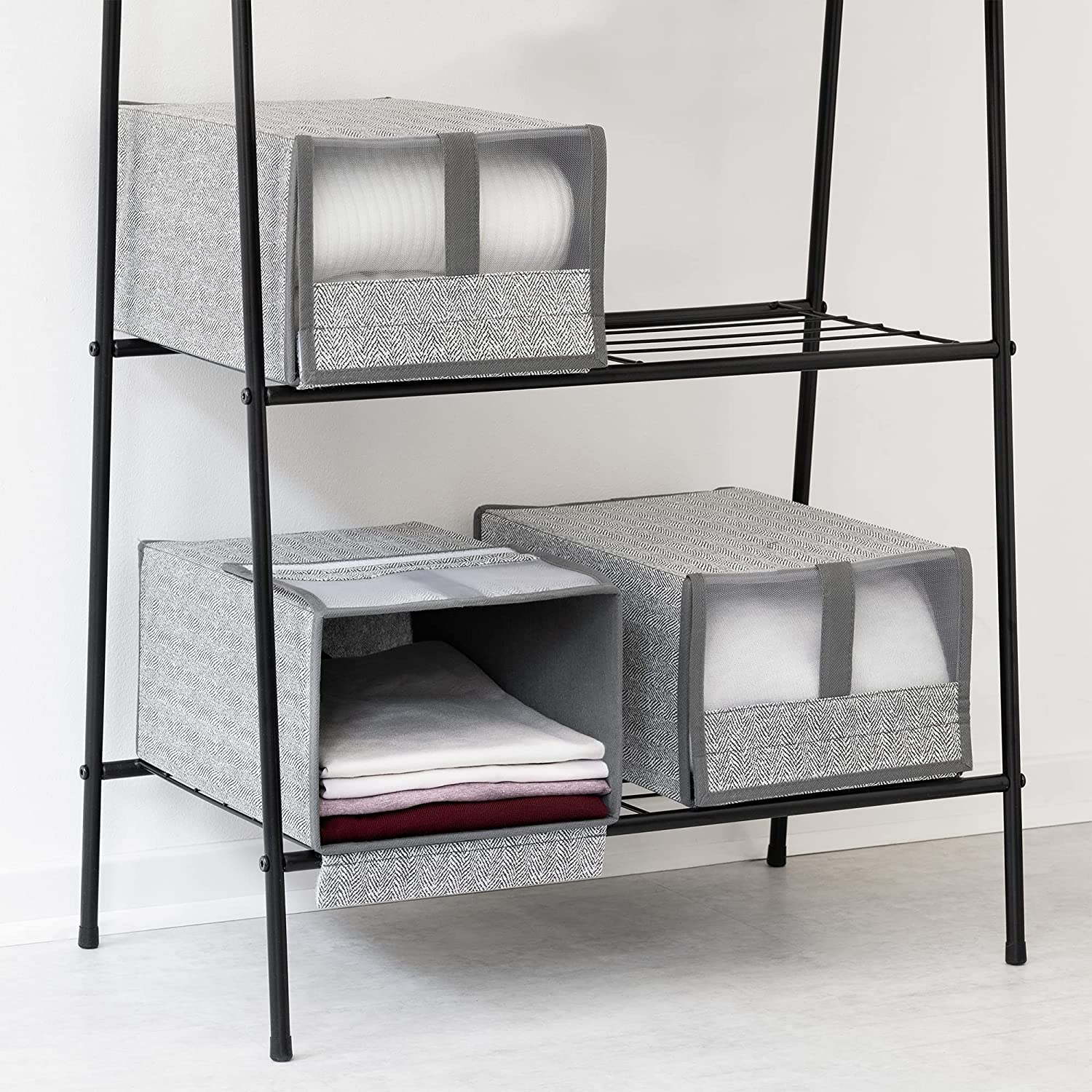 Navaris Σετ με 6 Υφασμάτινα Κουτιά Αποθήκευσης Παπουτσιών - Grey - 54090.06