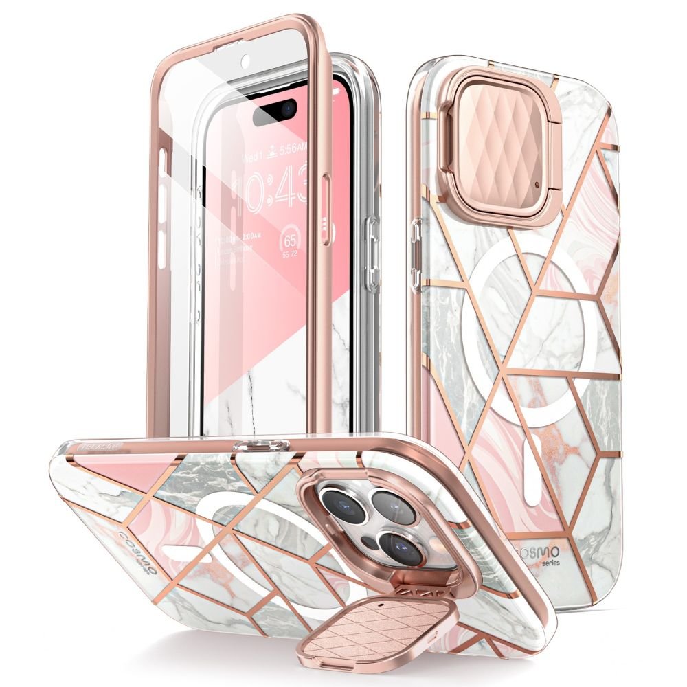 i - Blason iPhone 15 Pro Cosmo Mag Σκληρή Θήκη με Προστασία Οθόνης / Κάμερας και Magsafe - Marble