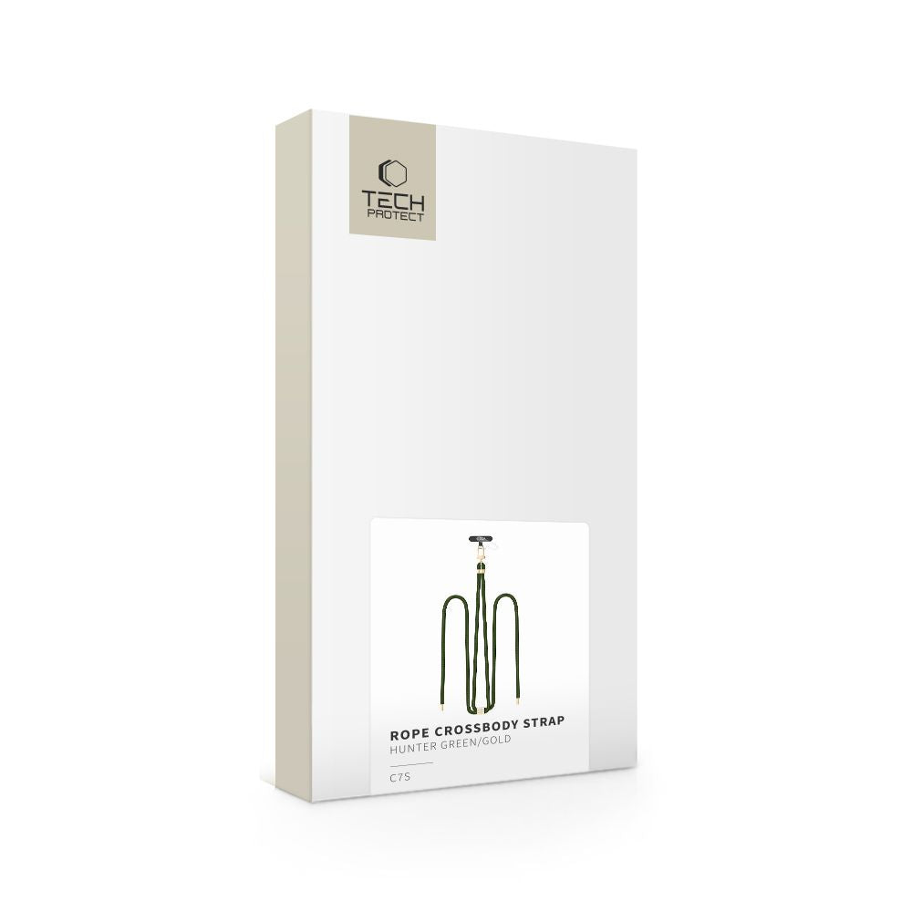 Tech-Protect C7S Rope CrossBody Strap - Universal Λουράκι για Θήκη Κινητού - Hunter Green / Gold