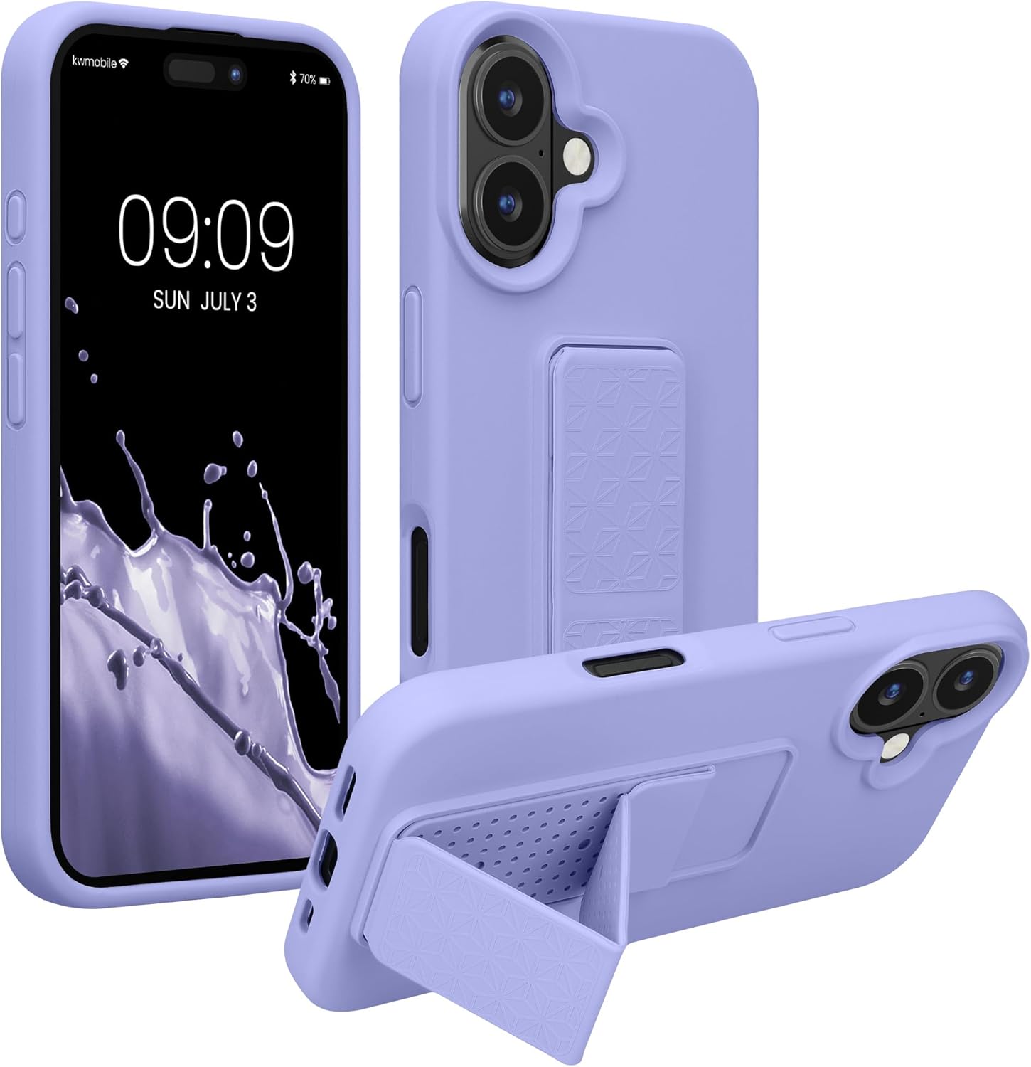 KW iPhone 16 Θήκη Σιλικόνης TPU με Finger Holder - Lavender