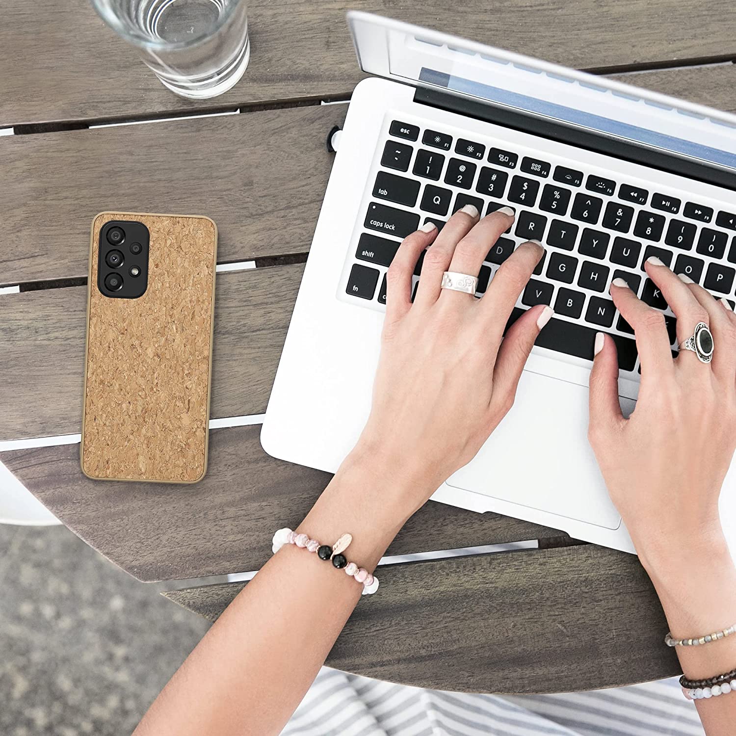 KW Samsung Galaxy A33 5G Σκληρή Θήκη από Φελλό με Πλαίσιο Σιλικόνης - Light Brown - 58217.24