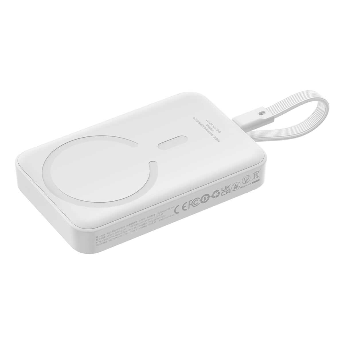 Baseus Magnetic Mini Ασύρματο MagSafe PowerBank 10000mAh 30W με Ενσωματωμένο Καλώδιο Type-C - White