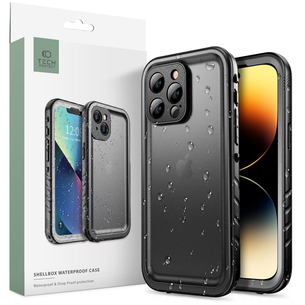 Tech-Protect iPhone 14 Pro Shellbox IP68 Αδιάβροχη Σκληρή Θήκη - Black / Ημιδιάφανη