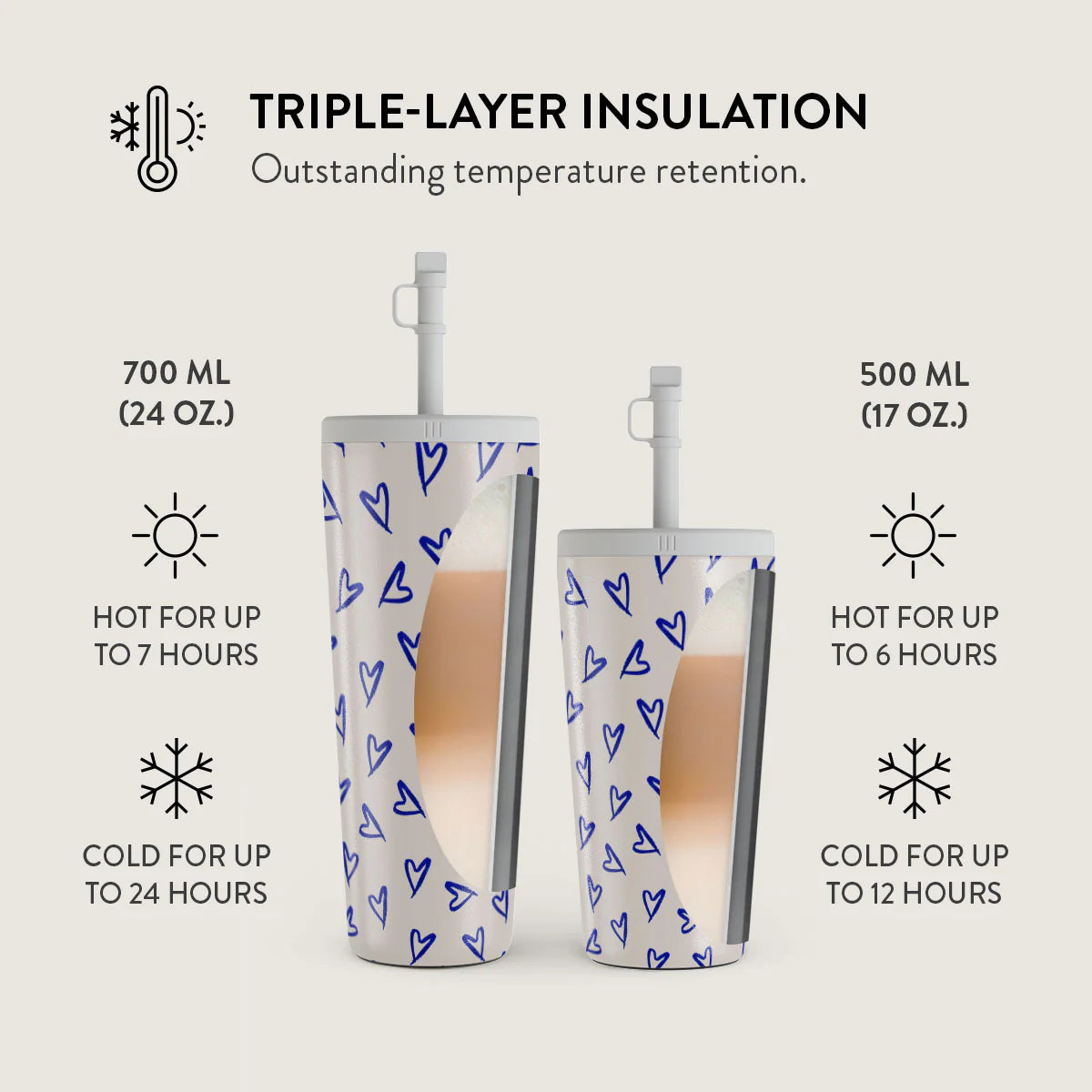 Burga Κούπα θερμός από Ανοξείδωτο Ατσάλι με καλαμάκι - 500ml - Love Me Right