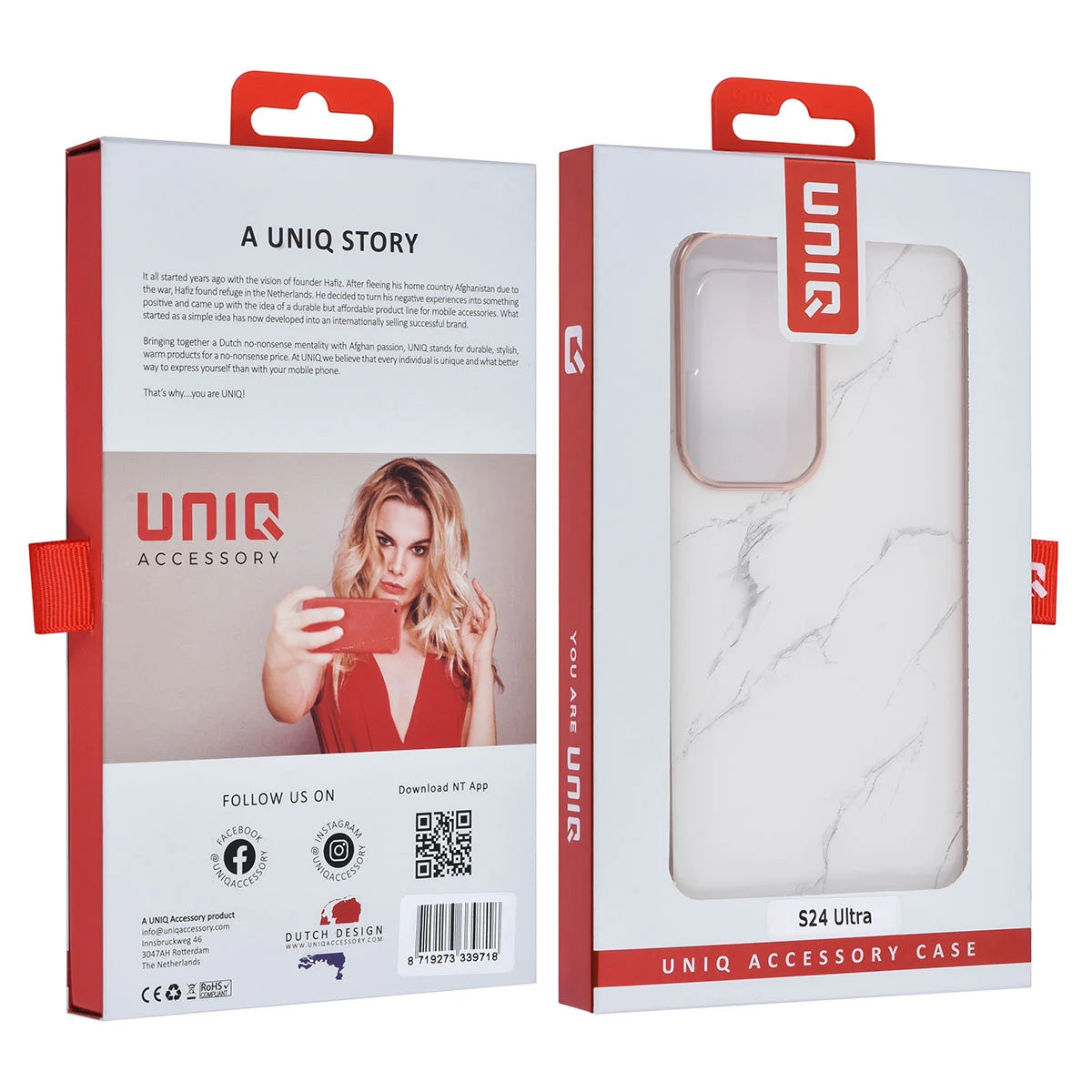 Tuniq Samsung Galaxy S24 Ultra - Σκληρή Θήκη με Πλαίσιο Σιλικόνης - Σχέδιο Μάρμαρο - Λευκή