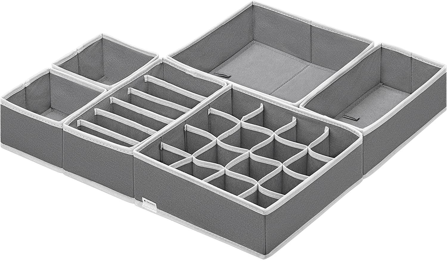 Navaris Σετ με 6 Κουτιά Αποθήκευσης για Συρτάρι - Grey - 54251.01