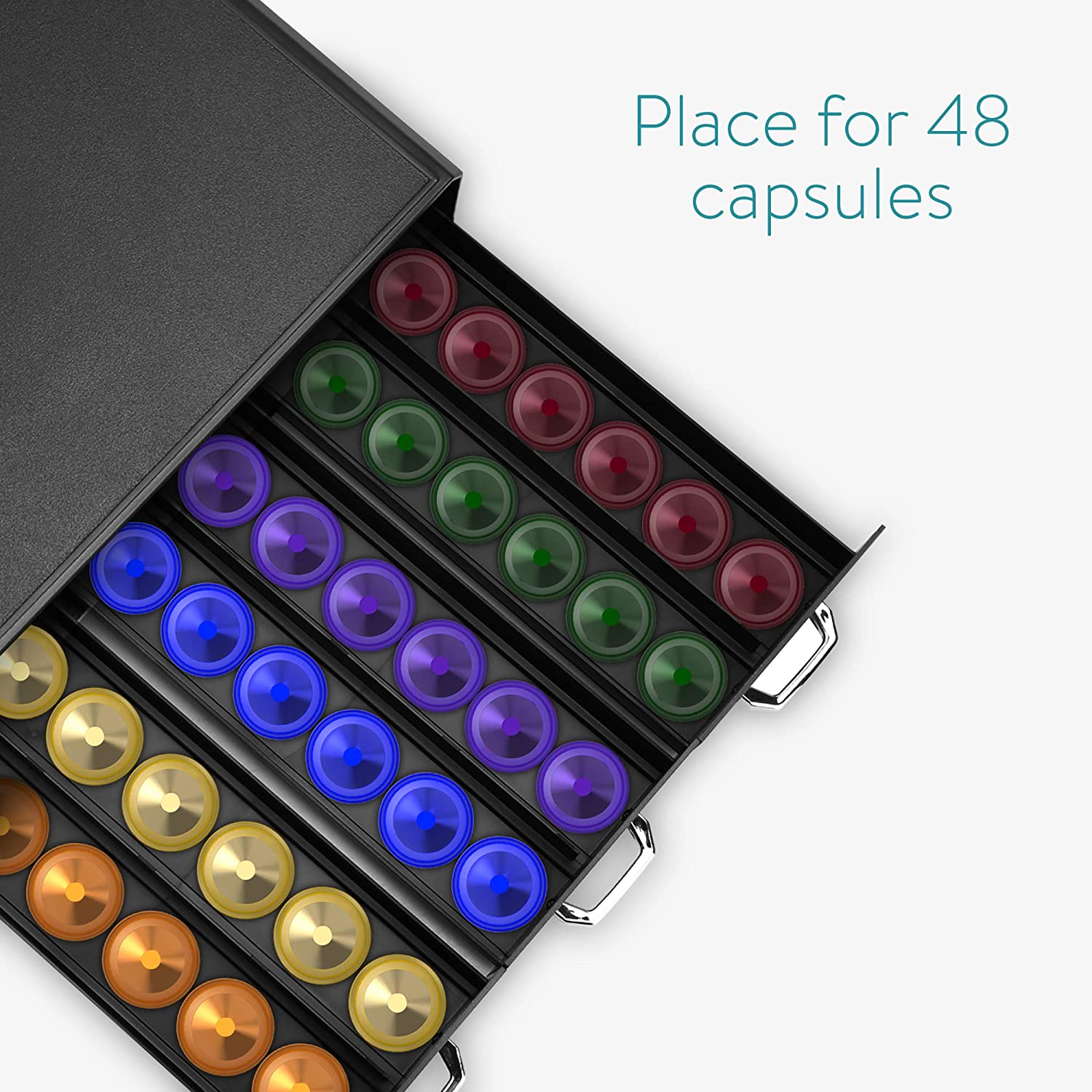 Navaris Capsule Holder - Κουτί Αποθήκευσης με 3 Συρτάρια για Κάψουλες Nespresso / Βάση για Καφετιέρα - Black - 47364.02