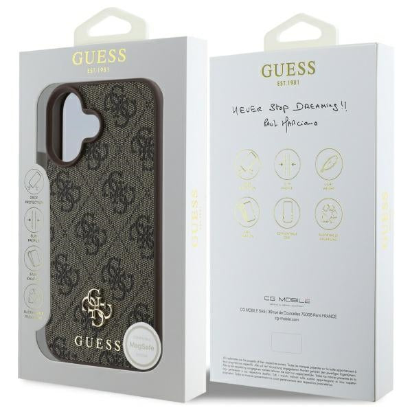Guess iPhone 16 - 4G Small Classic - MagSafe Θήκη με Επένδυση Συνθετικού Δέρματος - Brown - GUHMP16SP4SM4MW