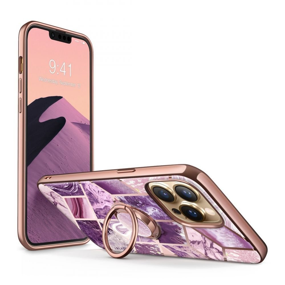 i - Blason iPhone 13 Pro IBLSN Cosmo Snap Σκληρή Θήκη με Δαχτυλίδι Συγκράτησης - Marble Purple