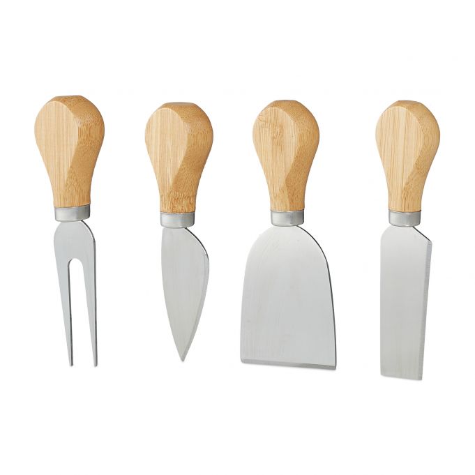 Relaxdays Δίσκος από Μπαμπού για Τυριά με Αξεσουάρ Κοπής - Natural - 4052025288266