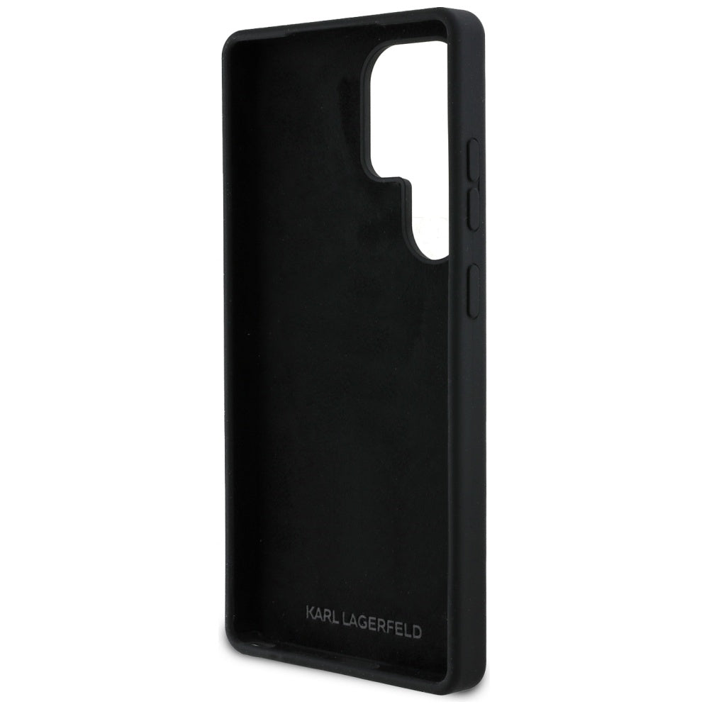 Karl Lagerfeld Samsung Galaxy S25 Ultra - Silicone Metal Signature Logo - Σκληρή Θήκη Σιλικόνης - Black - KLHCS25LSCMSMVK