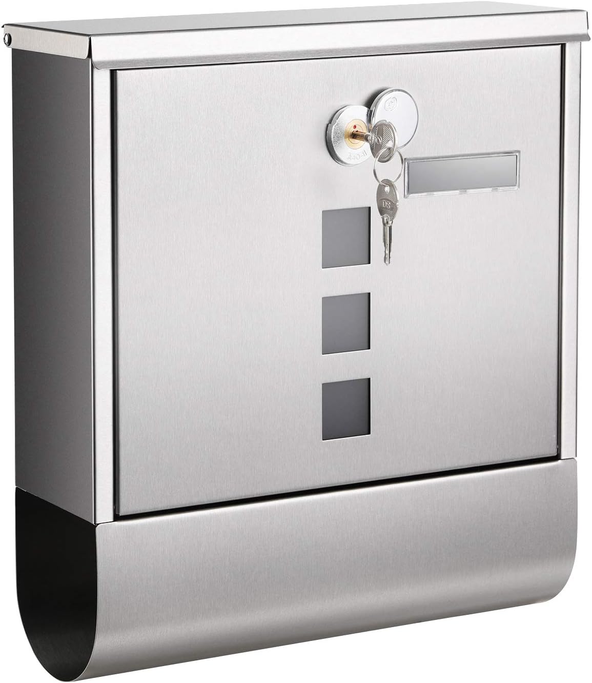 Songmics Επιτοίχιο Μεταλλικό Γραμματοκιβώτιο με Κλειδαριά - Silver - GMB020S02