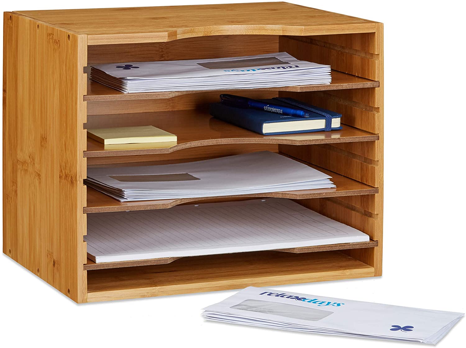 Relaxdays Ράφι Οργάνωσης Σημειώσεων και Εγγράφων από Bamboo - Natural - 4052025203221