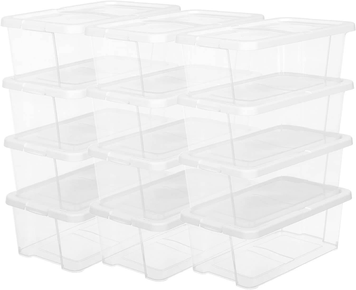 Songmics Σετ με 12 Πλαστικά Κουτιά Αποθήκευσης Υποδημάτων - White / Διάφανα - LSP12WT