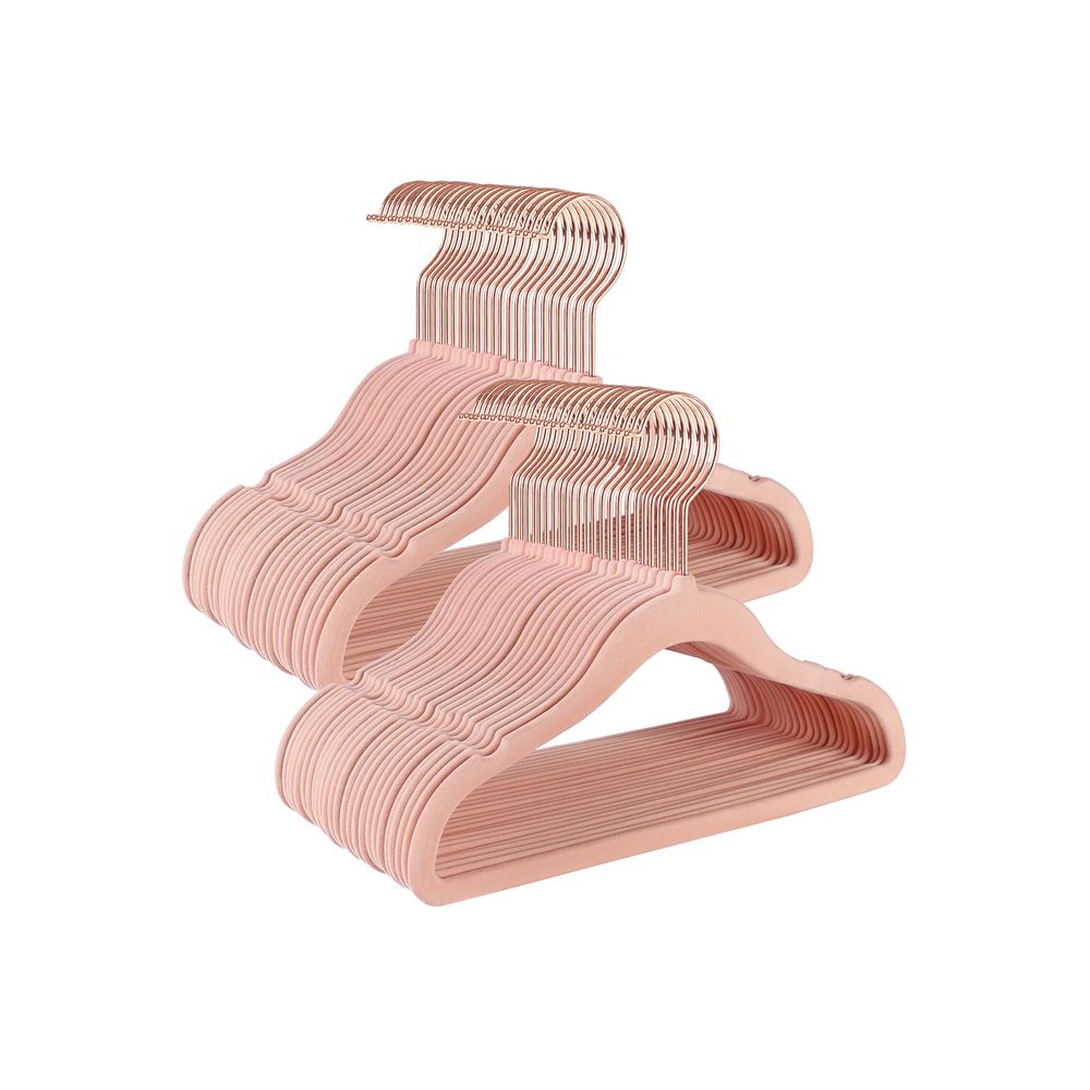 Songmics Σετ με 50 Βελούδινες Παιδικές Κρεμάστρες Ρούχων - Light Pink / Rose Gold - CRF027P01