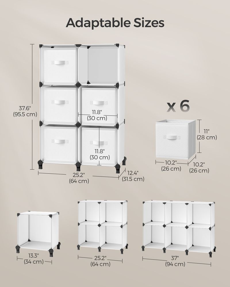 Songmics Πλαστική Παπουτσοθήκη με 6 Ράφια - Cloud White - LPC062W06