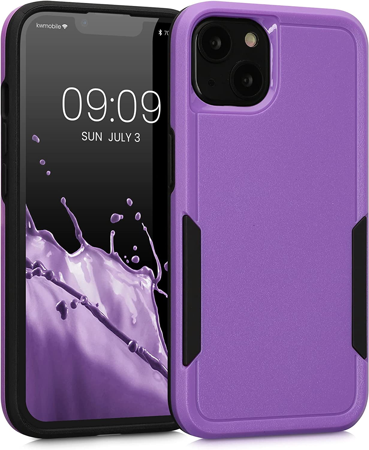 KW iPhone 13 Shockproof Hybrid Σκληρή Θήκη με Πλαίσιο Σιλικόνης TPU - Lavender / Black - 59198.108