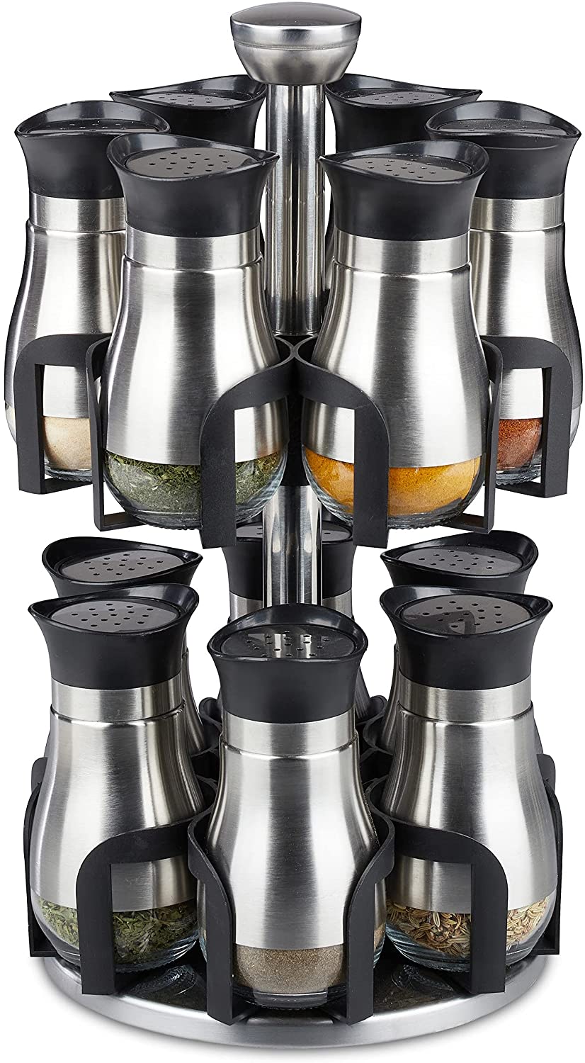 Relaxdays Καρουζέλ Μπαχαρικών με 12 Δοχεία - Black / Silver - 4052025367152