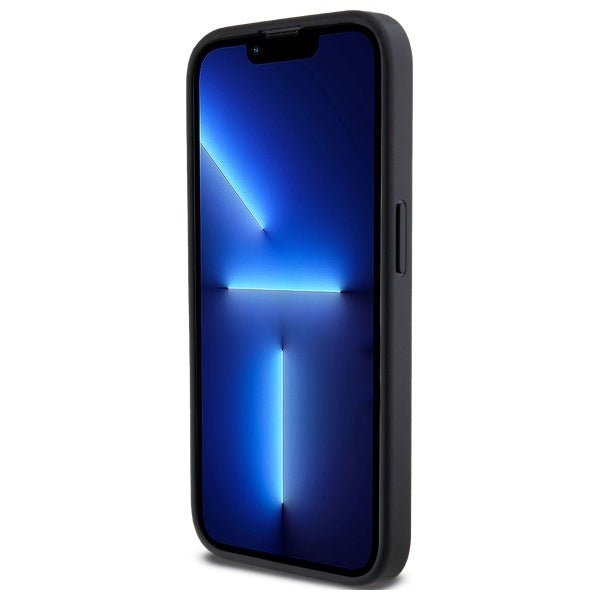 DKNY iPhone 15 Pro Max - Plain Logo MagSafe Σκληρή Θήκη με Επένδυση Συνθετικού Δέρματος - Black