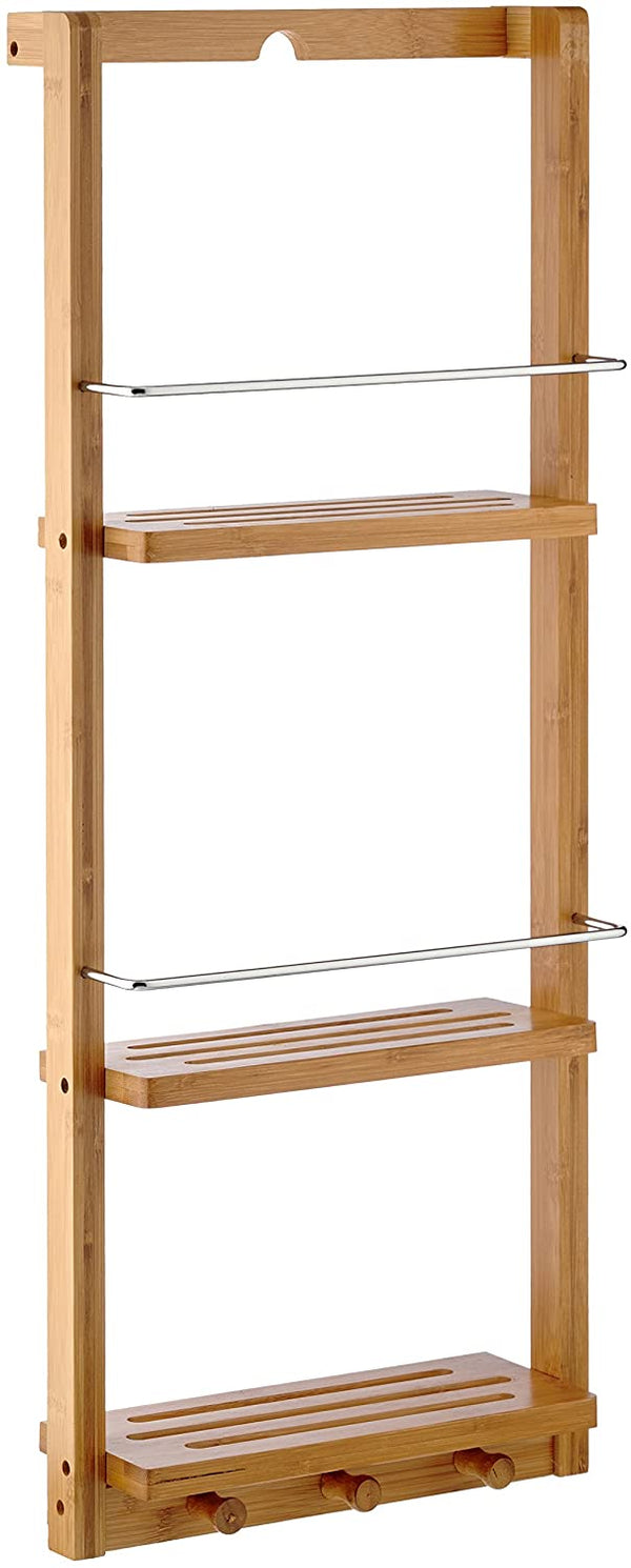 Relaxdays Επιτοίχιο Ράφι Μπάνιου με 3 Διαμερίσματα από Bamboo - Natural - 4052025171636