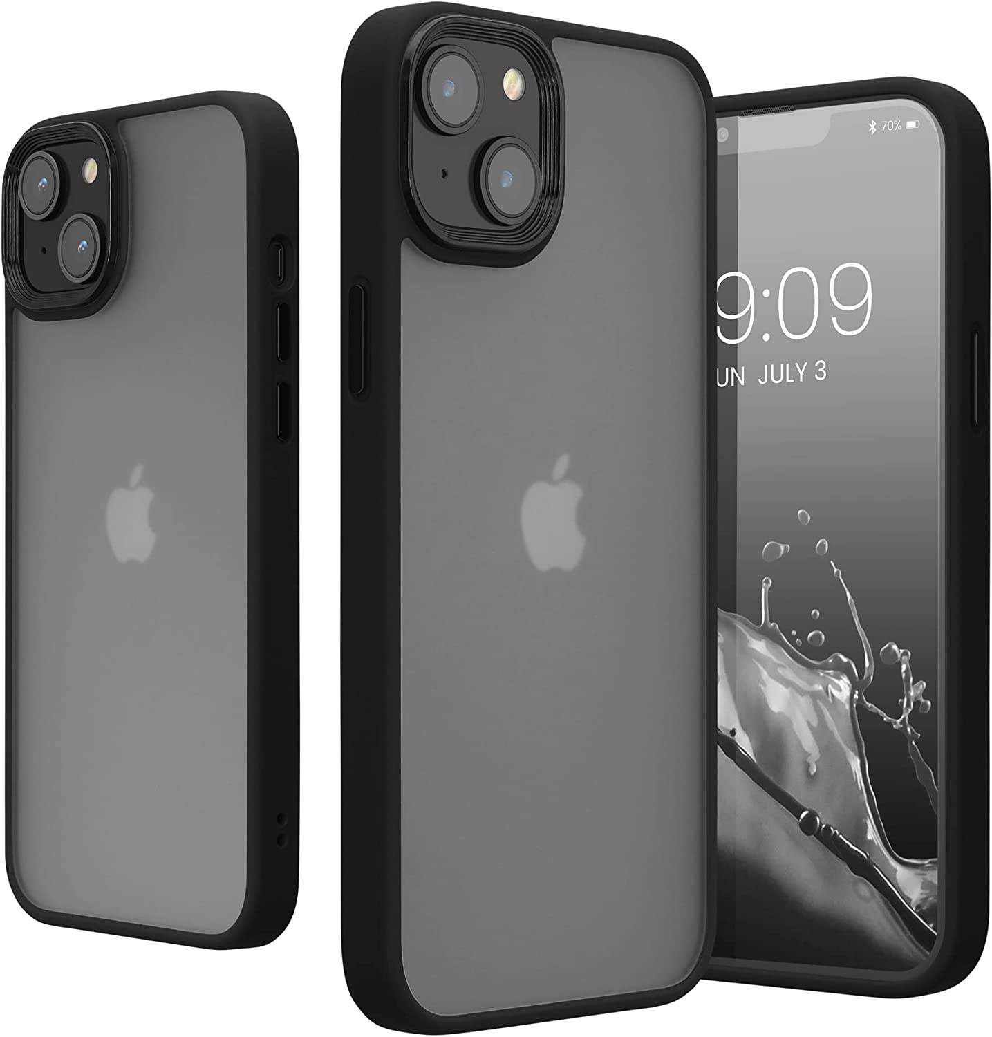 KW iPhone 14 Plus Σκληρή Θήκη με Πλαίσιο Σιλικόνης - Black / Matte Διάφανη - 59090.01