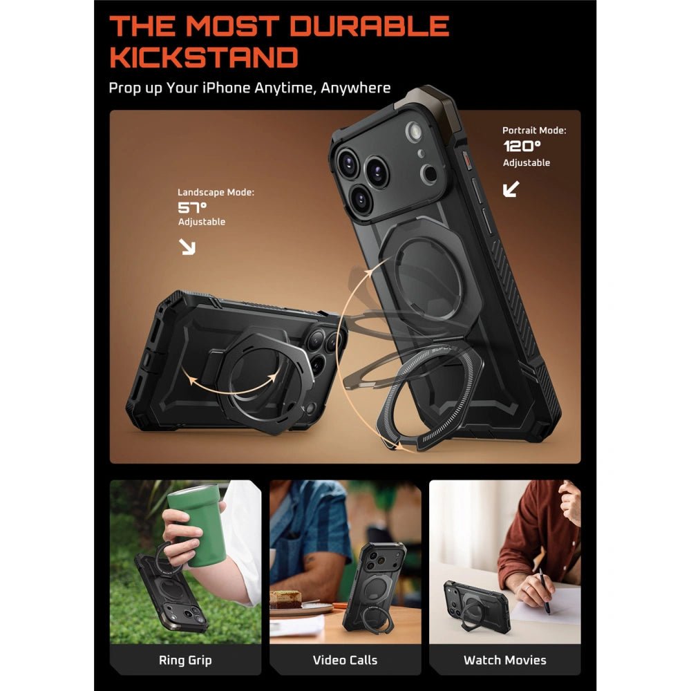 Supcase iPhone 17 Pro - UB Grip Mag - Σκληρή Θήκη με MagSafe και Stand - Black