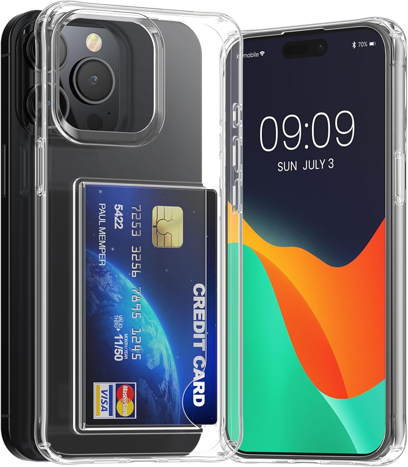 KW iPhone 15 Pro Max Σκληρή Θήκη με Υποδοχή για Κάρτες - Clear