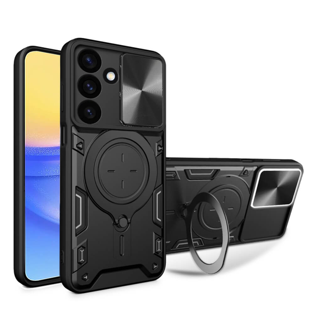 Techsuit Samsung Galaxy A16 4G / A16 5G - CamGuard Pro - Σκληρή Θήκη με Προστασία Καμερών και Δαχτυλίδι Συγκράτησης - Black