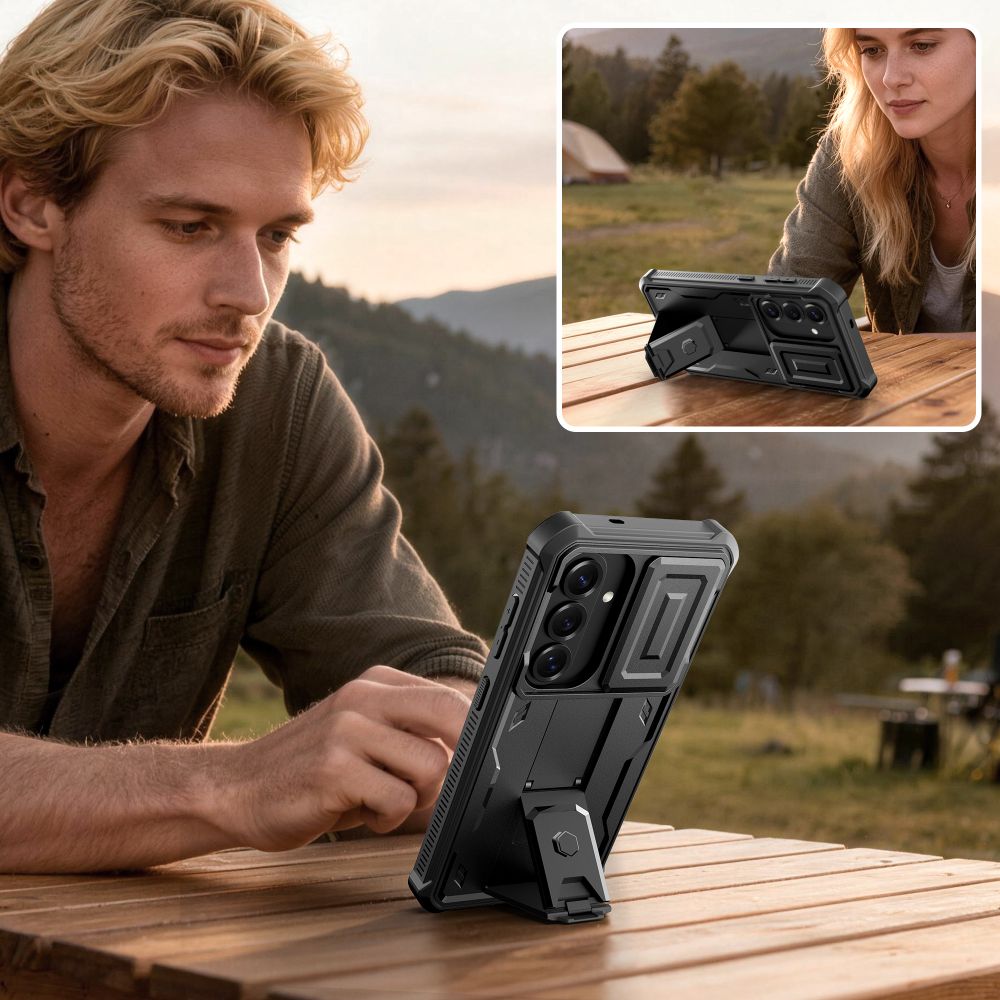 Tech - Protect Samsung Galaxy S26 - Θήκη 360 Full Body με Προστασία για την Οθόνη και την Κάμερα και Stand - Kevlar Cam+ 2 - Set - Black