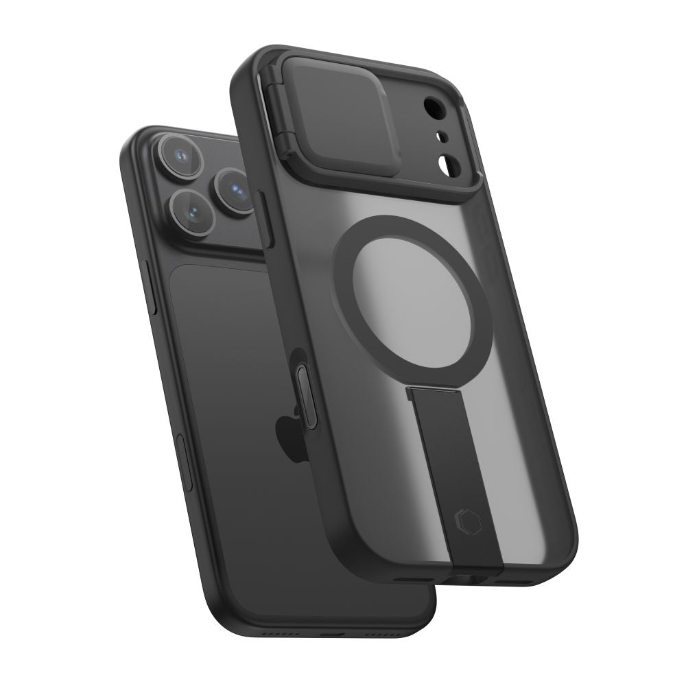 Tech-Protect iPhone 18 Pro Max / iPhone 17 Pro Max - Σκληρή Θήκη MagSafe με Ανοιγόμενο Κάλυμμα Κάμερας και Stand - Kevlar Aura MagSafe - Matte Black