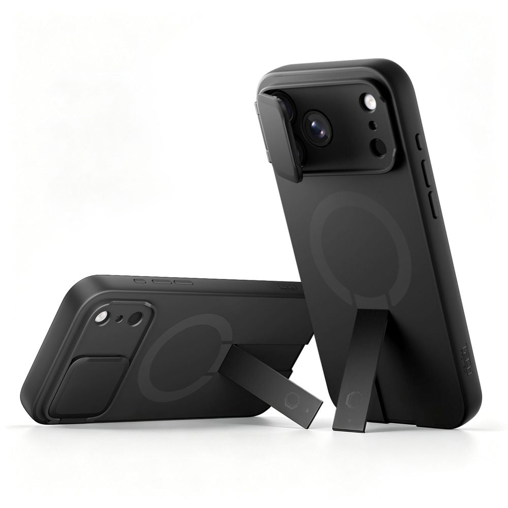 Tech-Protect iPhone 18 Pro / iPhone 17 Pro - Σκληρή Θήκη MagSafe με Ανοιγόμενο Κάλυμμα Κάμερας και Stand - Kevlar Aura MagSafe - Black