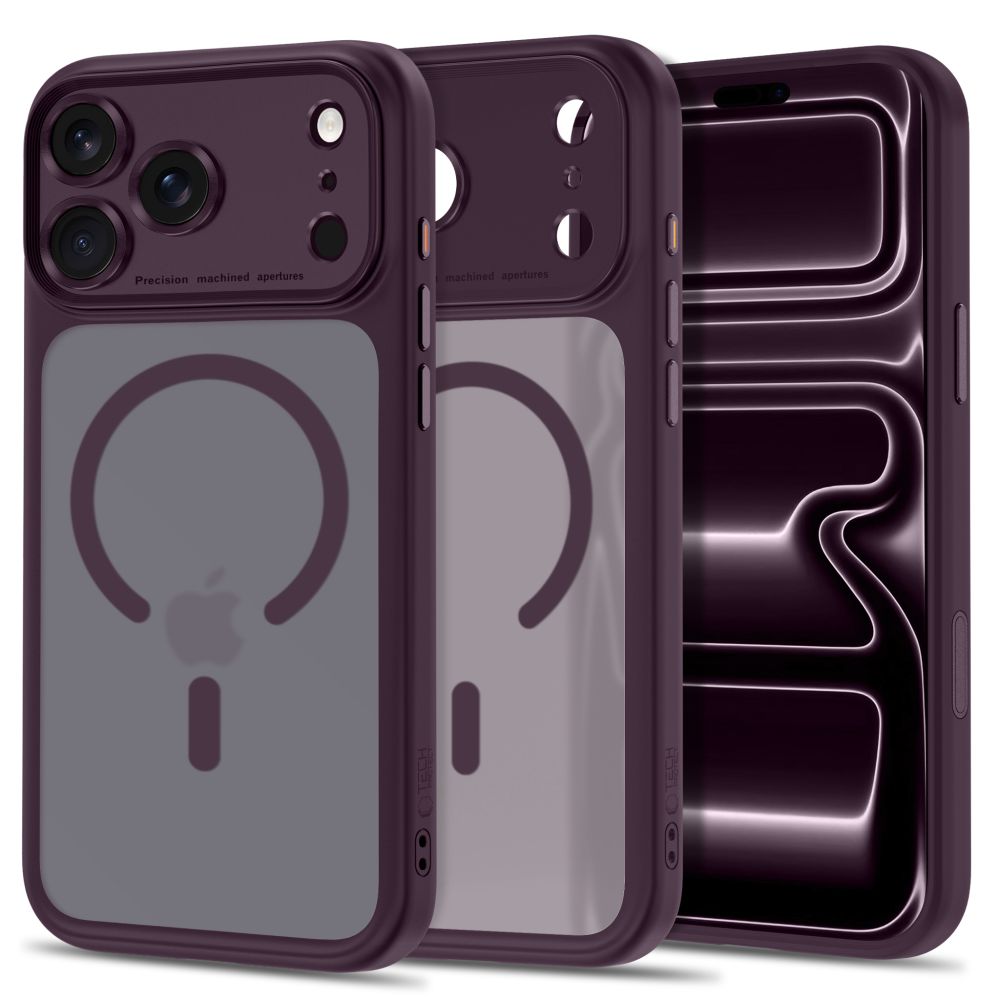 Tech-Protect iPhone 18 Pro / iPhone 17 Pro - Σκληρή Θήκη με Πλαίσιο Σιλικόνης και MagSafe - MagPeak MagSafe CC - Matte Dark Cherry