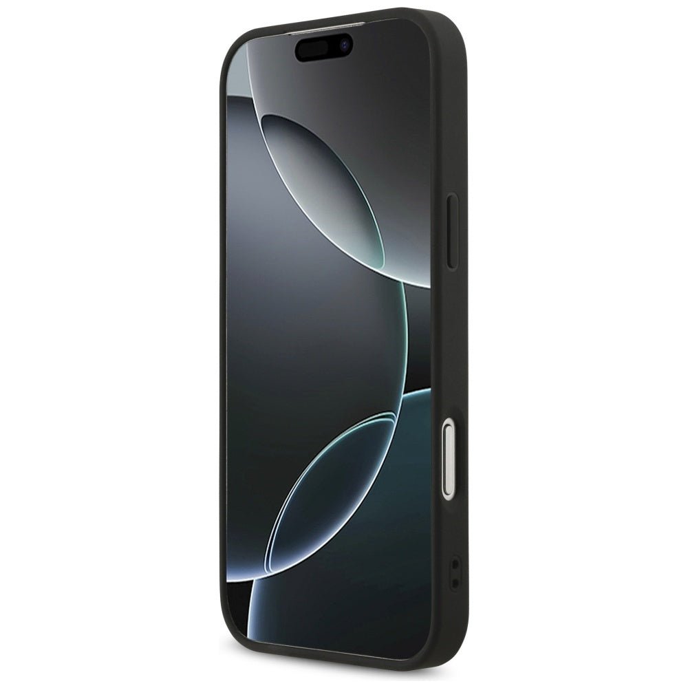 Guess iPhone 17 Pro Max - 4G Triangle Strass MagSafe - Σκληρή Θήκη με Επένδυση Συνθετικού Δέρματος - Black - GUHMP17XP4TDPLK