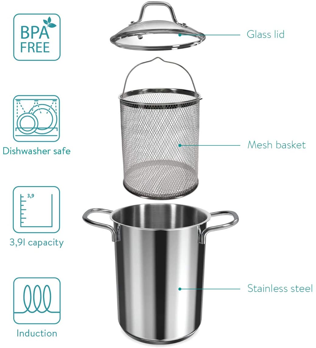 Navaris Κατσαρόλα Μαγειρικής για Σπαγγέτι ή Σπαράγγια - 16cm - Silver - 49580.01