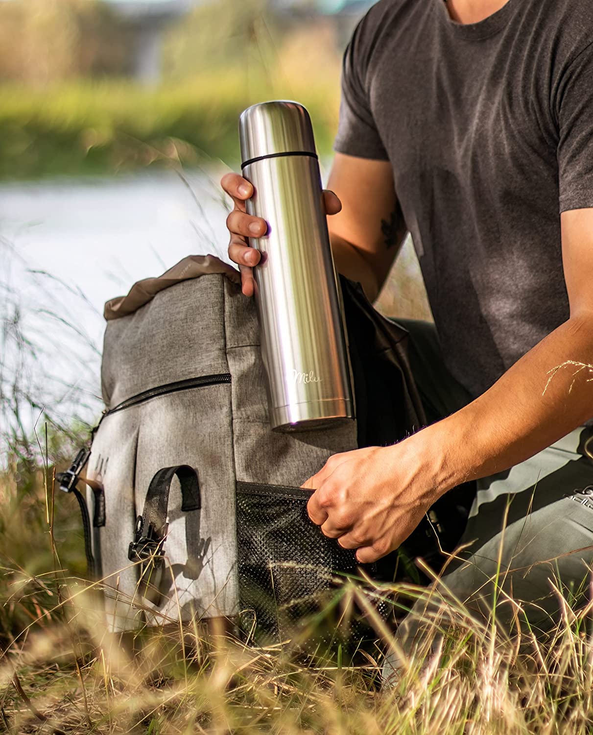 Milu T4 Μπουκάλι Θερμός Από Ανοξείδωτο Ατσάλι - 100% Στεγανό - 1000 ml - Silver - 6222