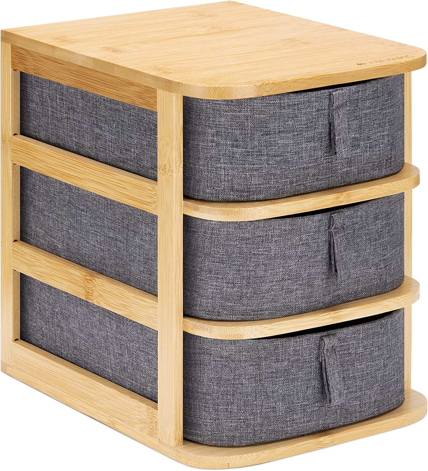 Navaris Διοργανωτής Καλλυντικών από Μπαμπού με 3 Συρτάρια - Brown / Grey - 54184.03