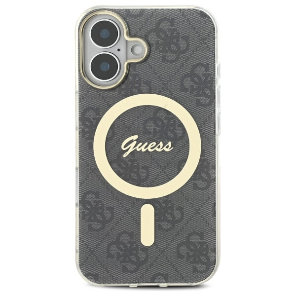Guess iPhone 16 Plus - IML 4G MagSafe - Σκληρή Θήκη με Πλαίσιο Σιλικόνης - Black - GUHMP16MH4STK