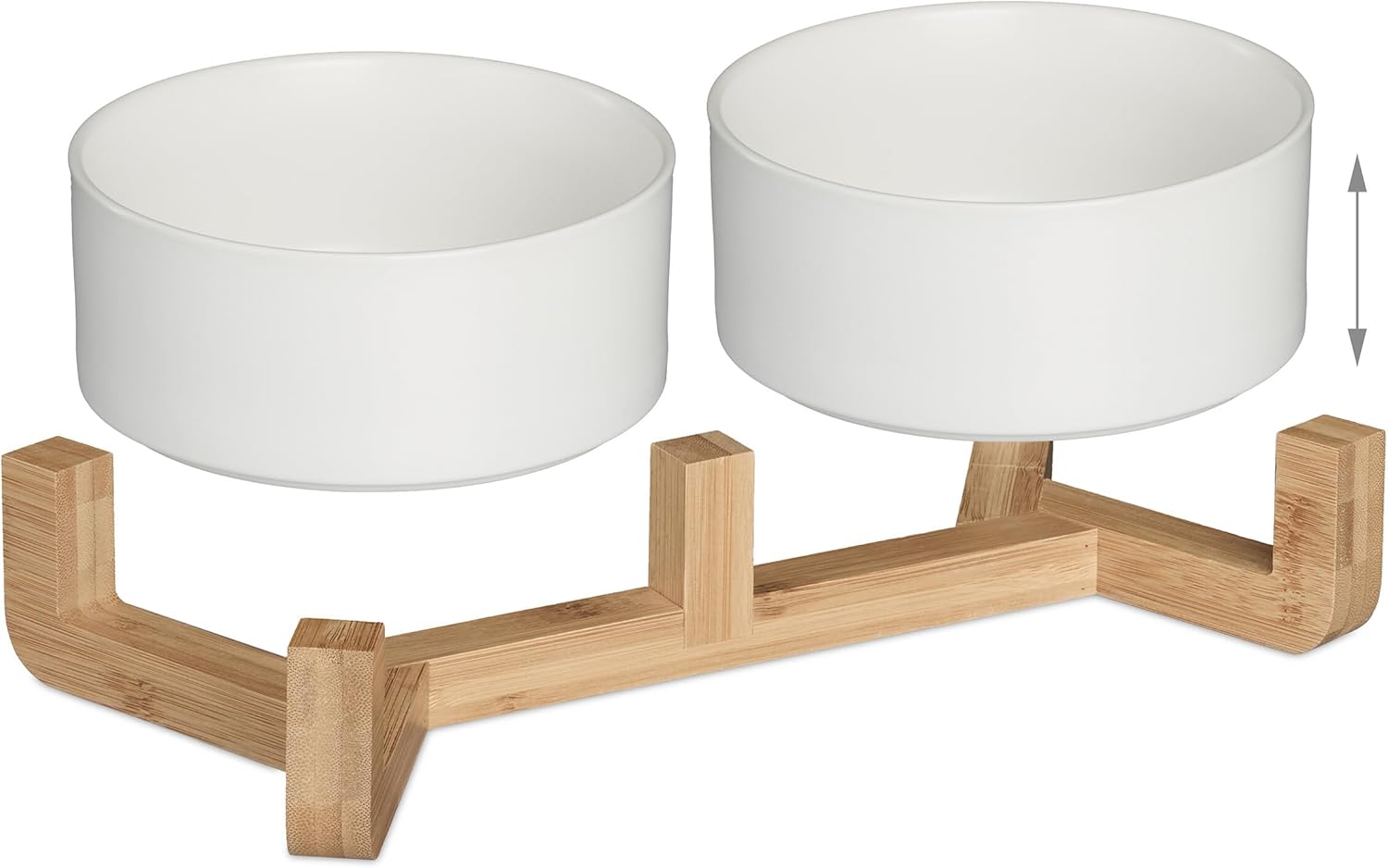 Relaxdays Σετ με 2 Μπολ Φαγητού και Νερού με Βάση από Μπαμπού για Κατοικίδια - 850ml - White / Brown - 4052025976705
