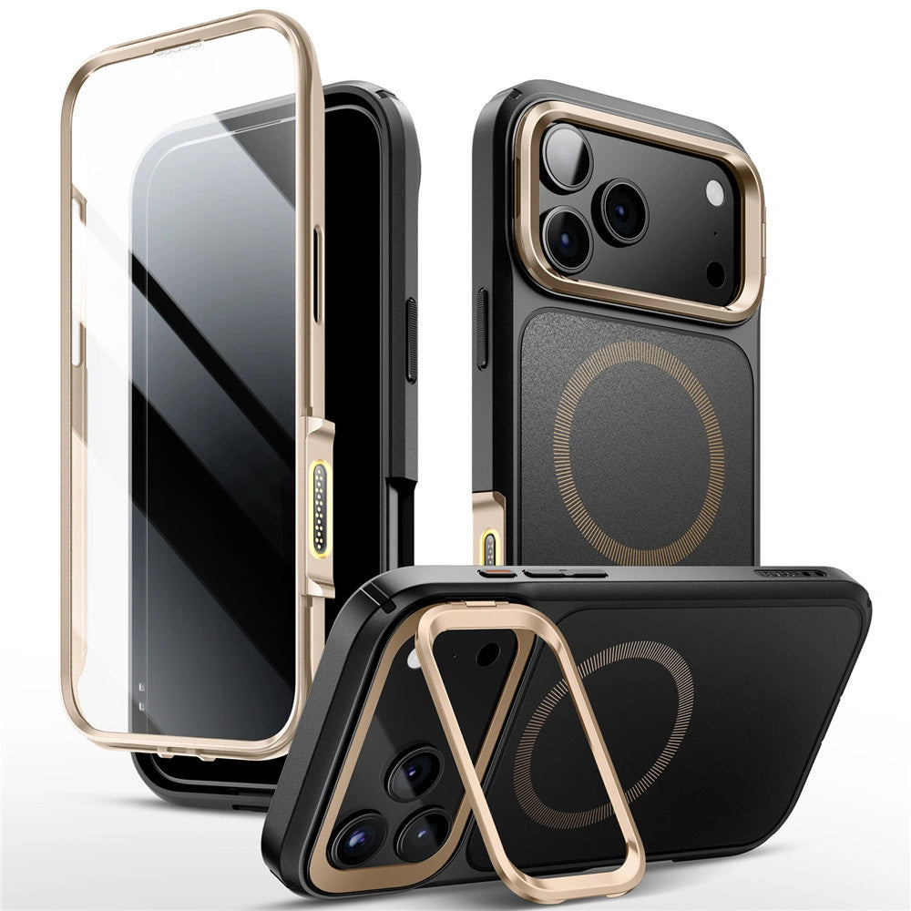 Supcase iPhone 17 Pro Max - IBLSN Ares Flip Mag - MagSafe Σκληρή Θήκη με Πλαίσιο Σιλικόνης και Προστασία Οθόνης και Stand - Desert Gold