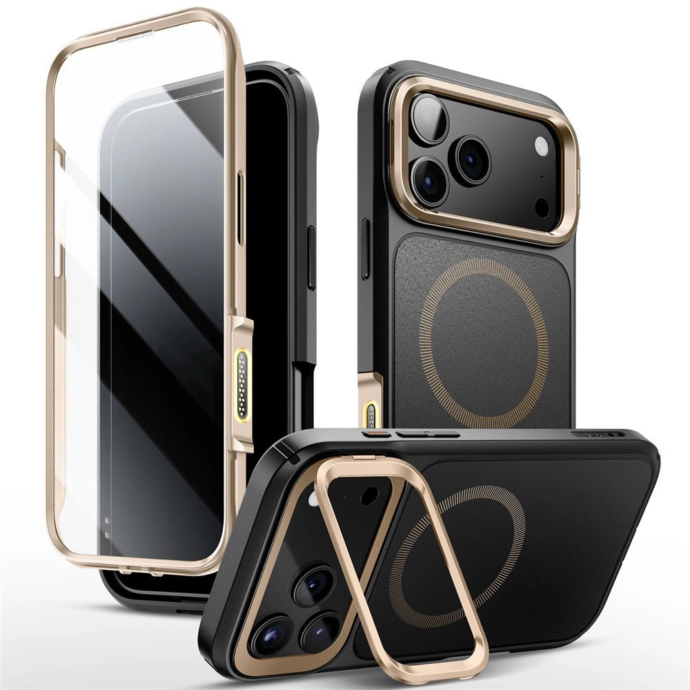 Supcase iPhone 17 Pro Max - IBLSN Ares Flip Mag - MagSafe Σκληρή Θήκη με Πλαίσιο Σιλικόνης και Προστασία Οθόνης και Stand - Desert Gold
