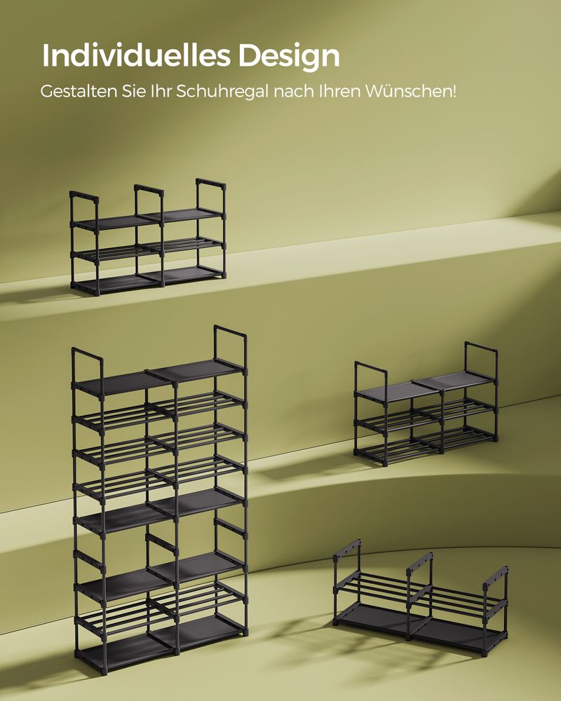 Songmics Μεταλλική Παπουτσοθήκη με 8 Ράφια - Ink Black - LSA219B01