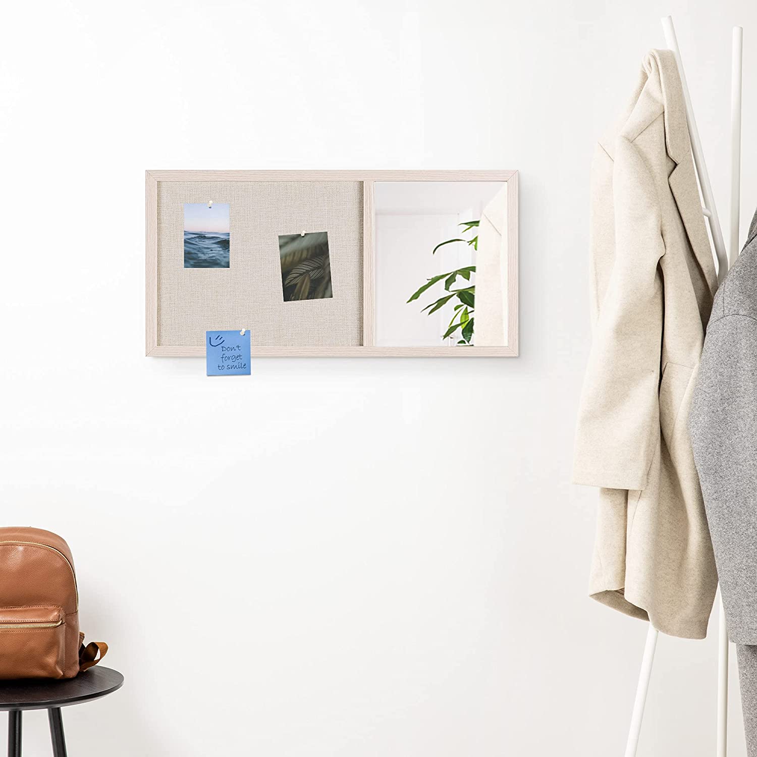 Navaris Πίνακας Ανακοινώσεων με Καθρέφτη και Πίνακα με Πινέζες - 70 x 35cm - Cream - 54652.2.16