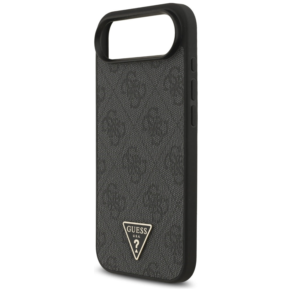 Guess iPhone Air - 4G Strap Triangle Logo MagSafe - Σκληρή Θήκη με Επένδυση Συνθετικού Δέρματος και Λουράκι - Black - GUHMP17MP4TSDPPSK