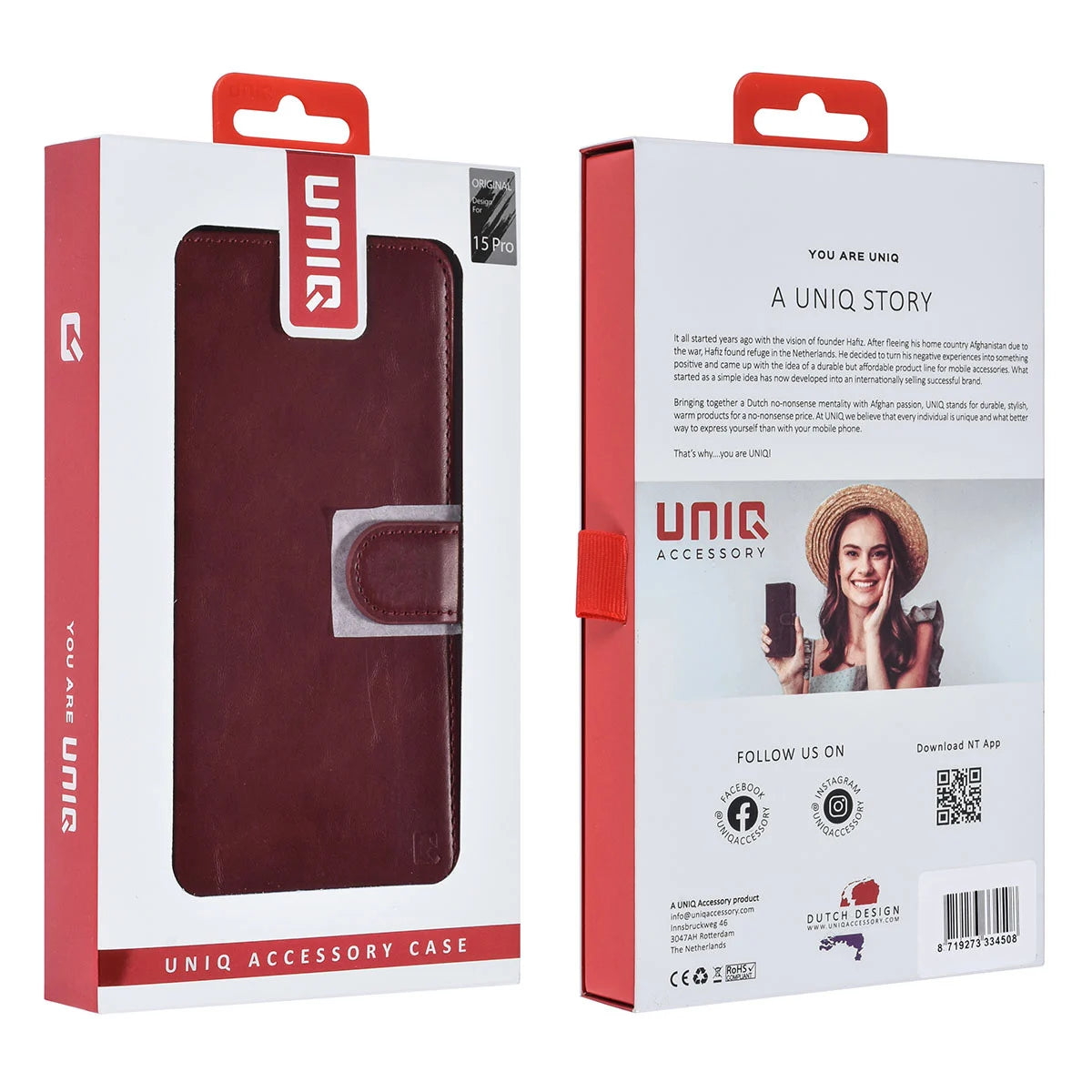 Tuniq iPhone 15 Pro - 2 σε 1 - Θήκη Πορτοφόλι από Δερματίνη με Αποσπώμενη Θήκη - Κόκκινη